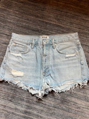 Agolde Size 27 Light Blue Distressed Frayed Denim Shorts. Best Summer Staple!